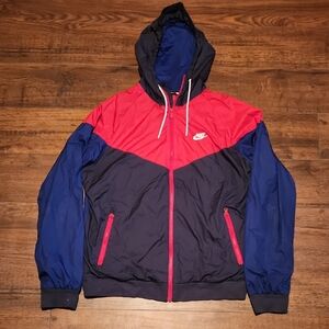 Nike Men's Red and Blue Windbreaker Jacket